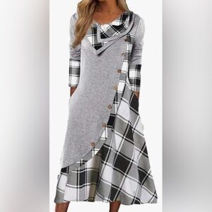 NWOT Plaid Flannel Midi Dress 🩶